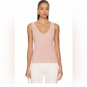 Elizabeth and James Ribbed Sweater Tank Top XS Pink V Neck Knit